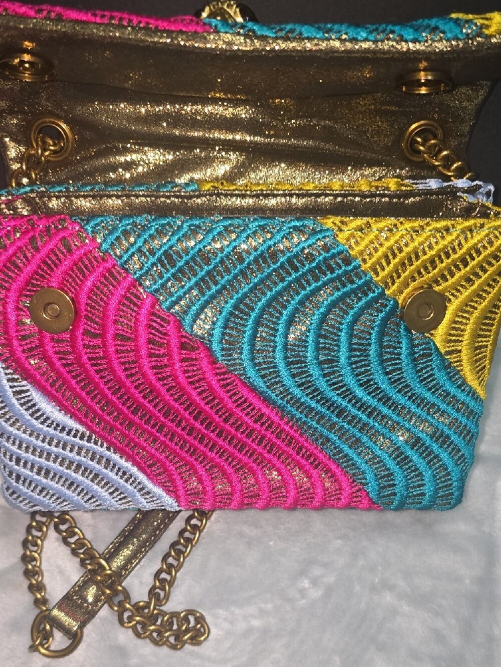 Kurt Geiger Multicolor Beaded Wave Crossbody - Pink Teal Yellow White - Picture 8 of 10
